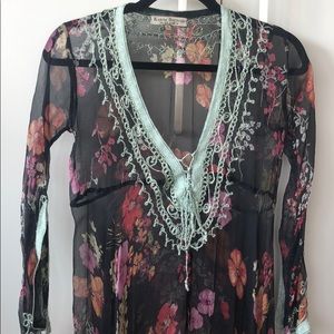 Sheer Kaftan Black Floral SZ1/S